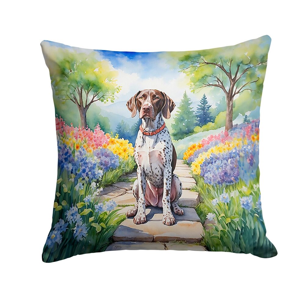 5028 Spring Path Throw Pillow, 14Hx14W, German Shorthaired Pointer 6633